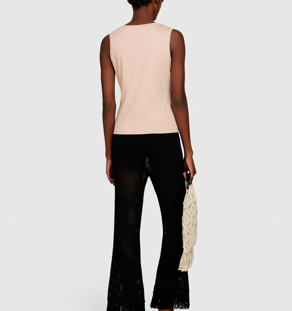 Tank top in 100% cotton - women's tops - Nude | Sisley image number 3